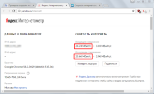 Интернетометр от Яндекса